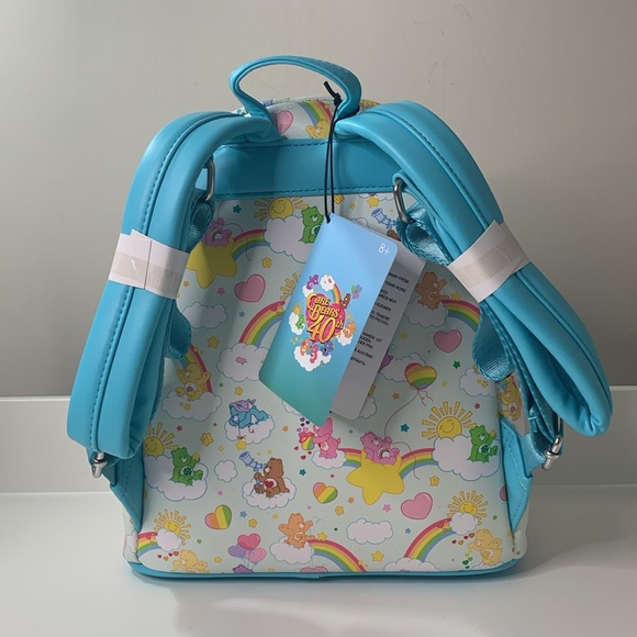 LOUNGEFLY EXCLUSIVE 40th CARE BEARS NWT RAINBOW MINI BACKPACK - Picture 7 of 11